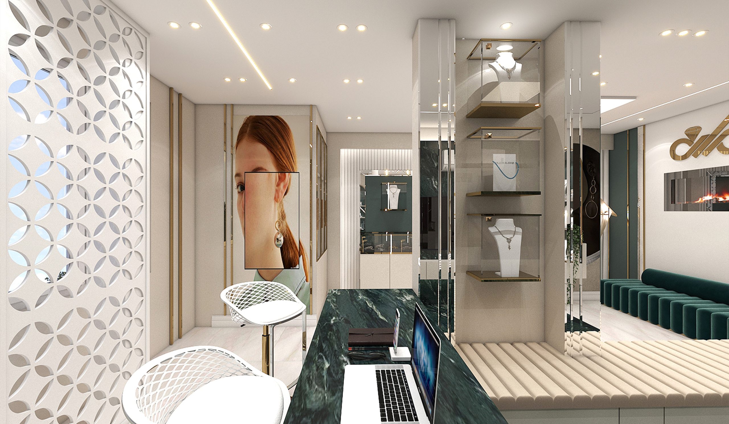 Interior design of the first-floor jewelry store of Mr. Sadegh