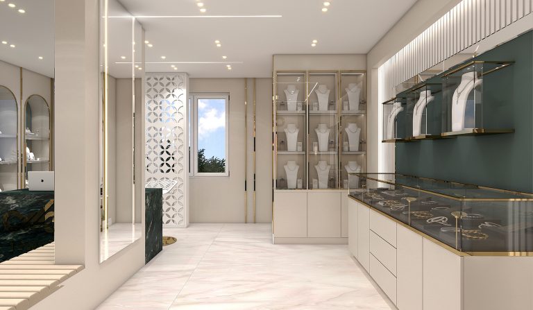Interior design of the first-floor jewelry store of Mr. Sadegh