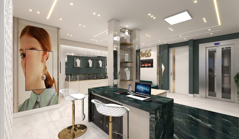 Interior design of the first-floor jewelry store of Mr. Sadegh