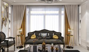 interior design of Ms. Tahmasebi’s living room and reception area