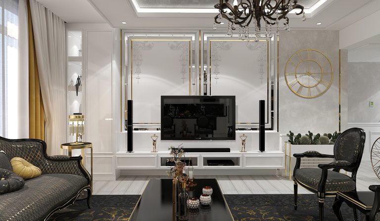 interior design of Ms. Tahmasebi’s living room and reception area