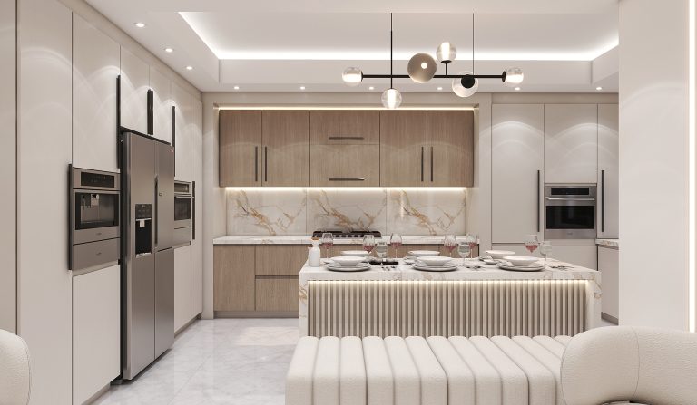 interior design of Mr. Khaleghinia’s reception hall and kitchen