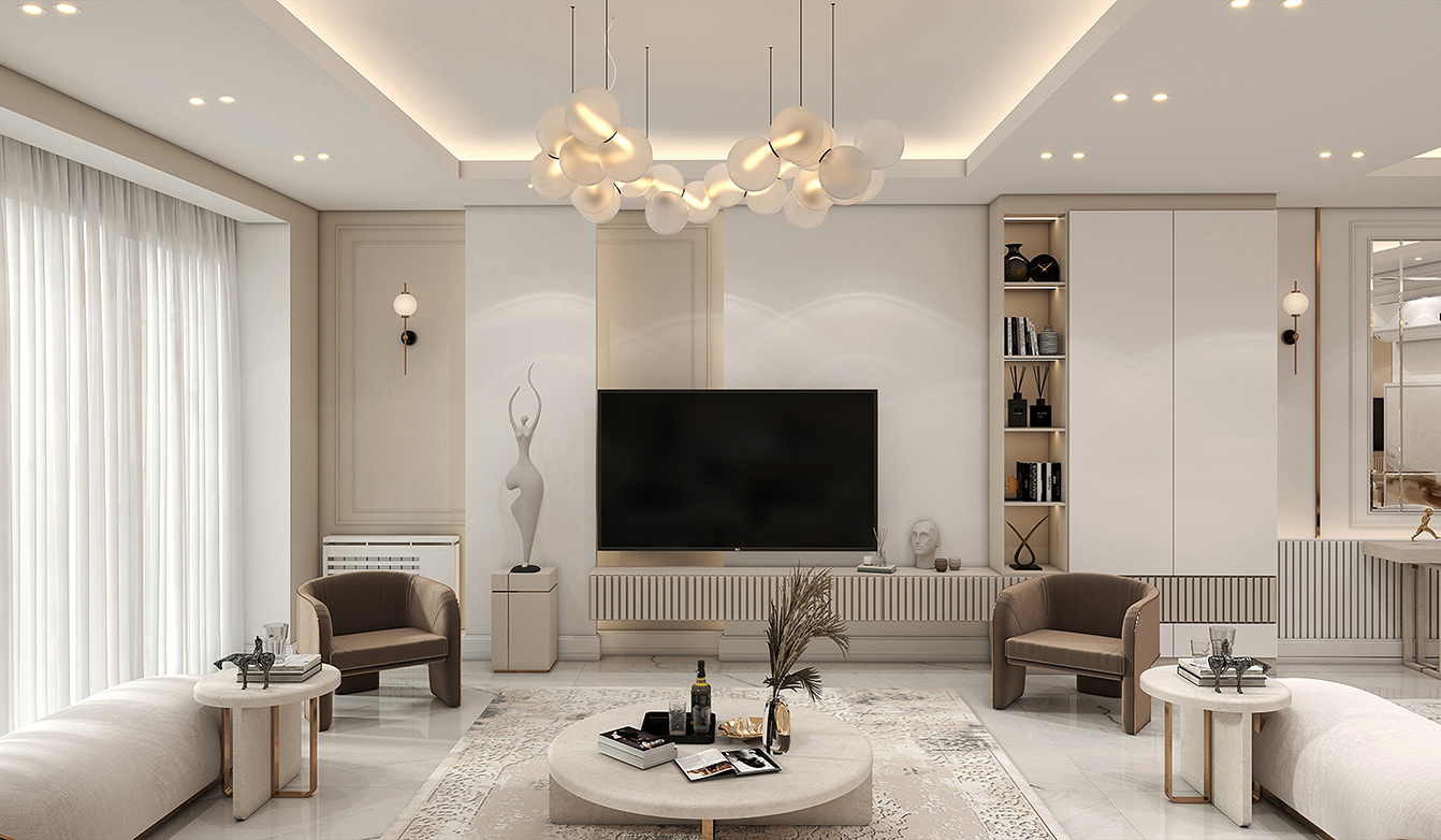 interior design of Mr. Malool’s living room and reception area