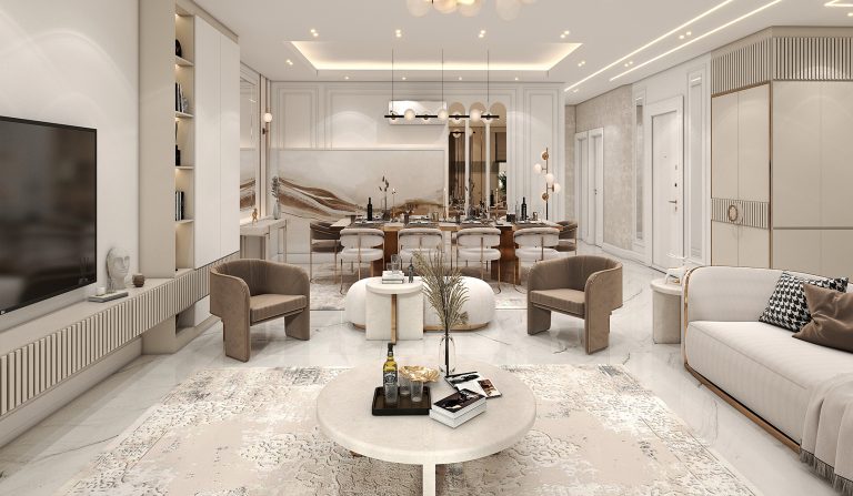 Interior design of Mr. Malool's living room and reception area.