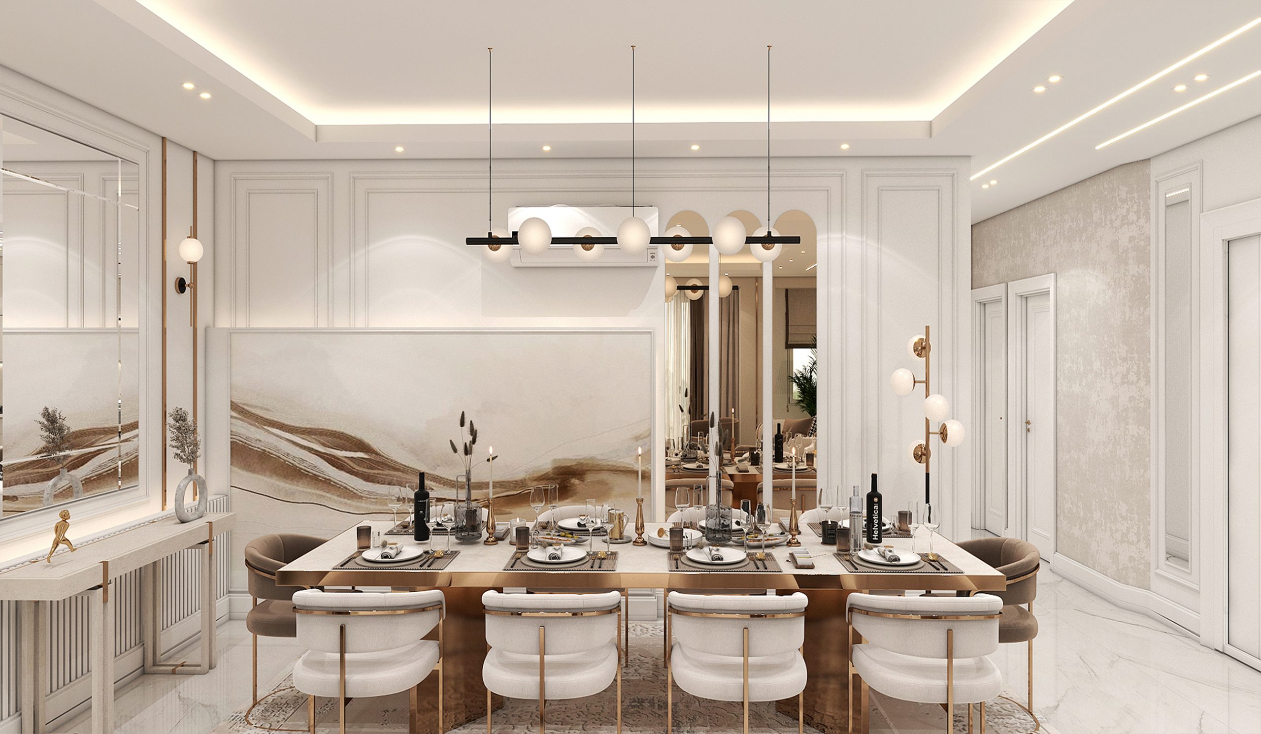 Interior design of Mr. Malool's living room and reception area.