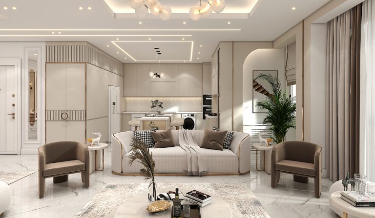 Interior design of Mr. Malool's living room and reception area.