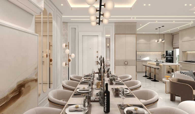 Interior design of Mr. Malool's living room and reception area.