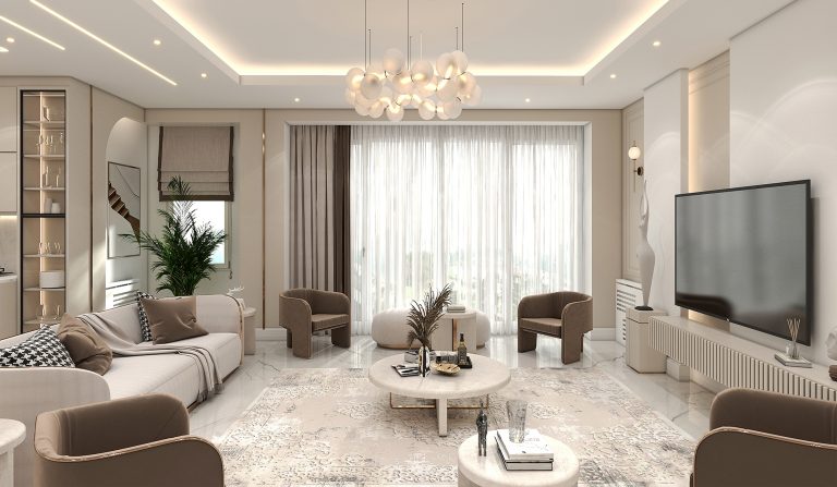Interior design of Mr. Malool's living room and reception area.