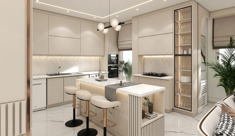 Interior design of Mr. Malool's living room and reception area.