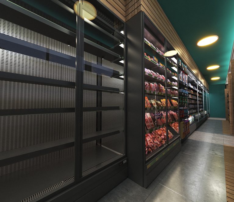 The interior design of a hypermarket for a 1600-square-meter service and recreational