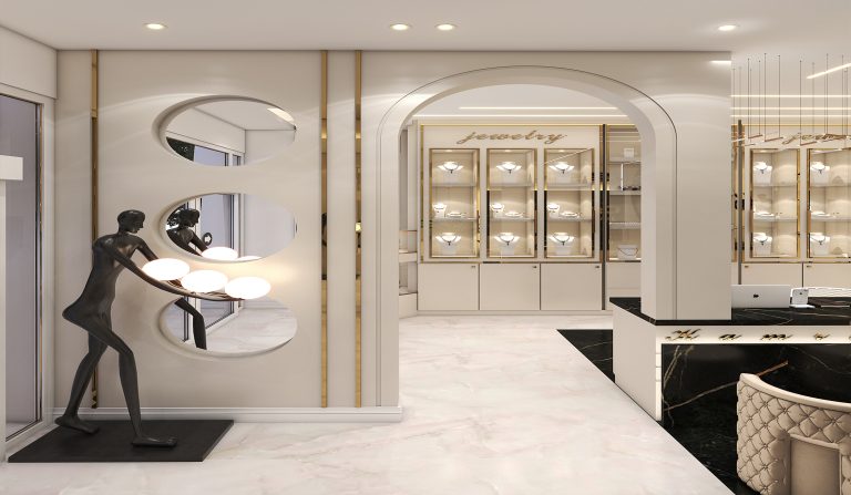 Interior design of the ground floor jewelry store of Mr. Sadegh