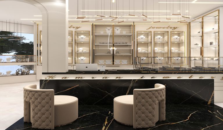 Interior design of the ground floor jewelry store of Mr. Sadegh