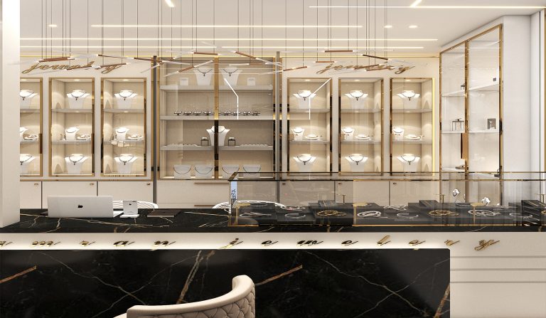 Interior design of the ground floor jewelry store of Mr. Sadegh