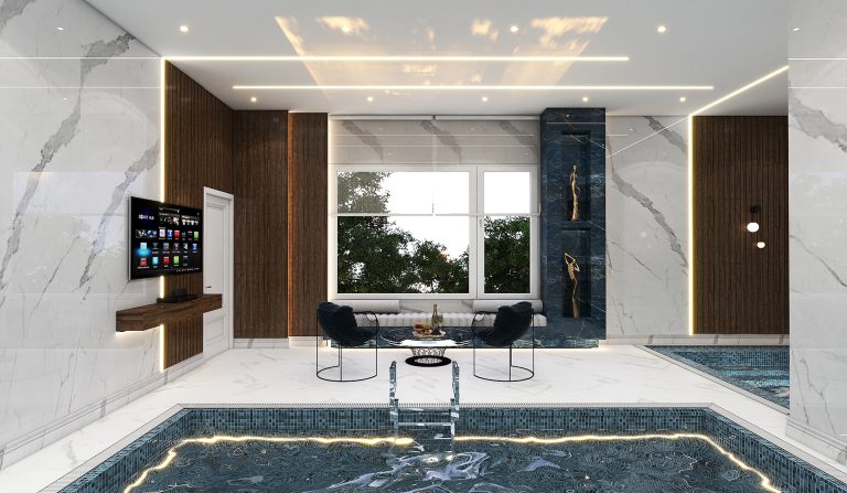 Mr. Ghahramani's swimming pool interior design.