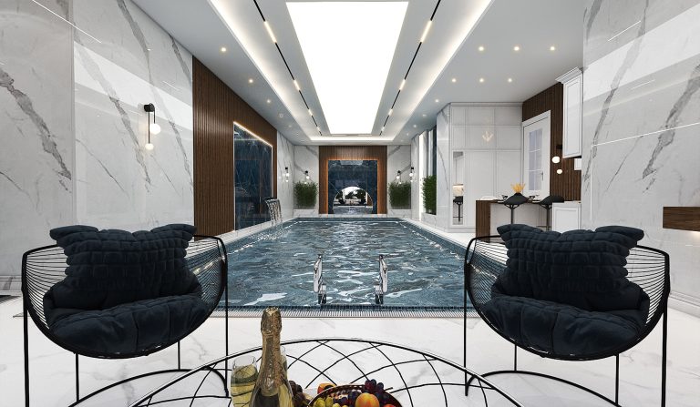 Mr. Ghahramani's swimming pool interior design.