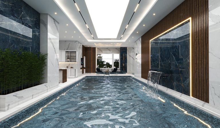 Mr. Ghahramani's swimming pool interior design.