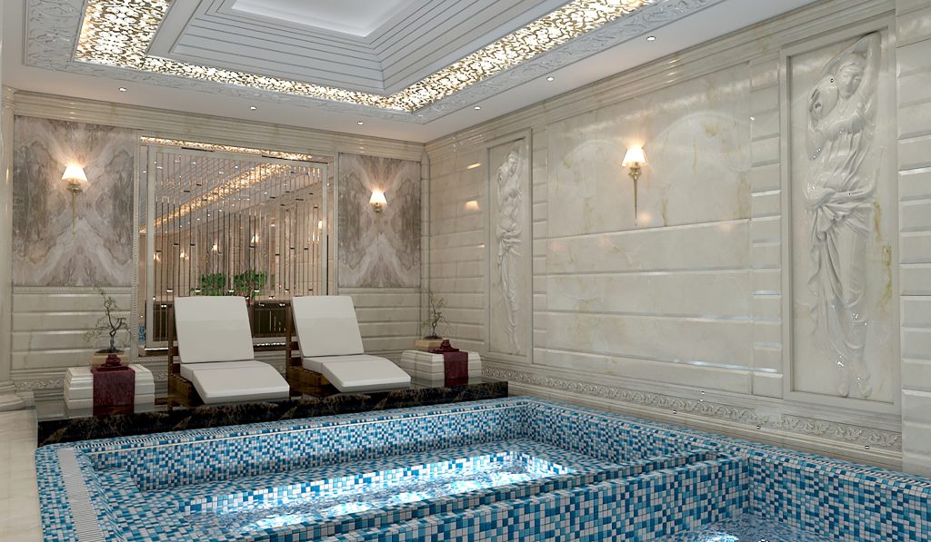 Interior design of Ms. Kamalzadeh's sauna and pool
