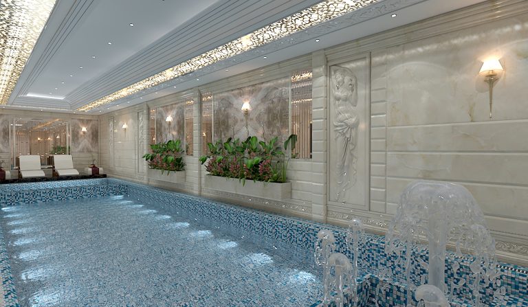 Interior design of Ms. Kamalzadeh's sauna and pool