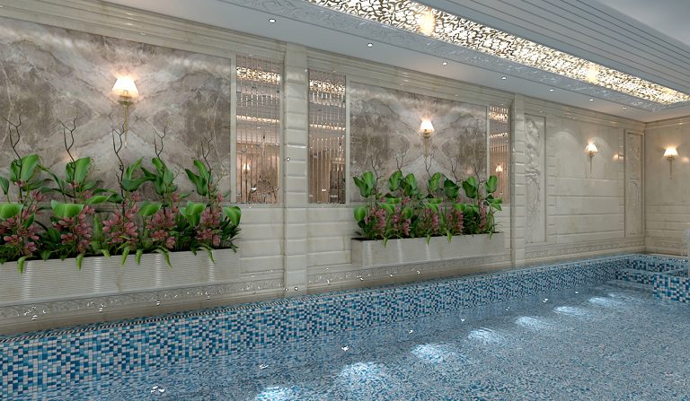 Interior design of Ms. Kamalzadeh's sauna and pool