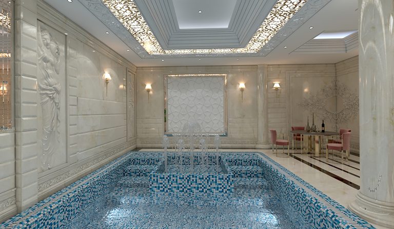 Interior design of Ms. Kamalzadeh's sauna and pool