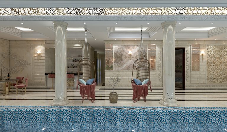 Interior design of Ms. Kamalzadeh's sauna and pool