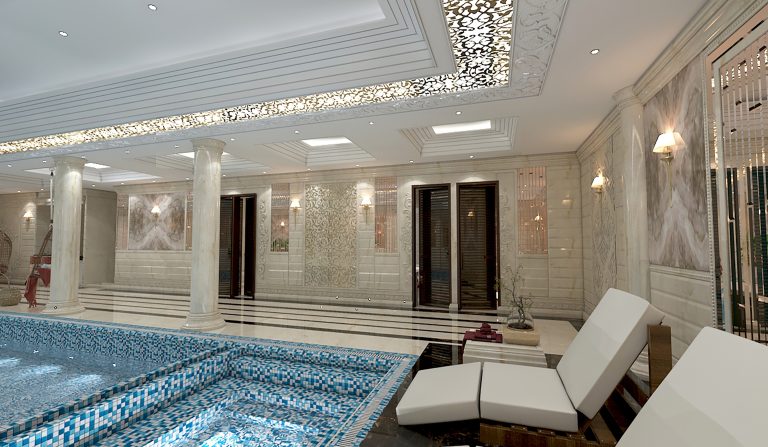 Interior design of Ms. Kamalzadeh's sauna and pool