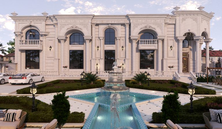 The architectural design of the facade and landscaping for Engineer Jalil's project