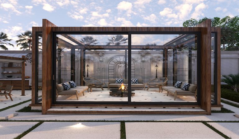 The architectural design of the facade and landscaping for Engineer Jalil's project