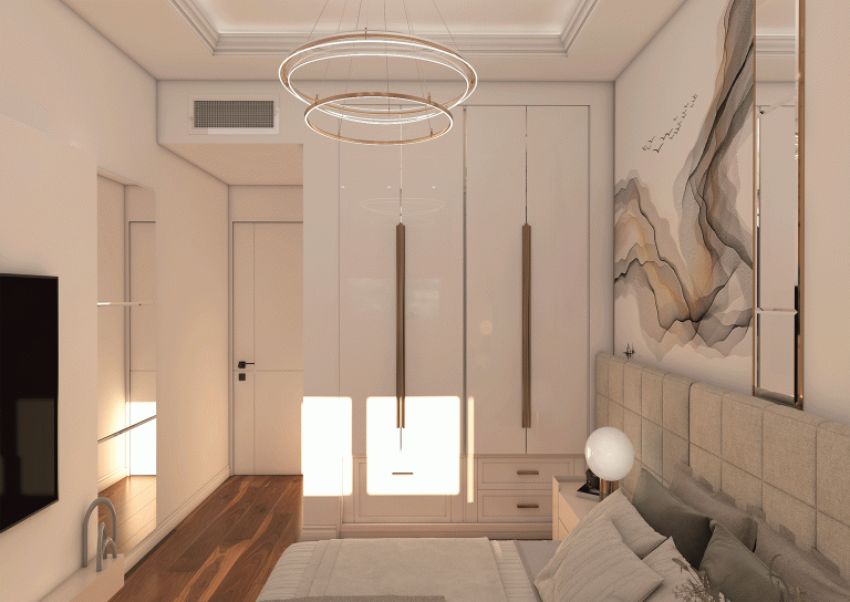 Boy's room design with materials - poster - MDF - mirror - steel strip - touch -