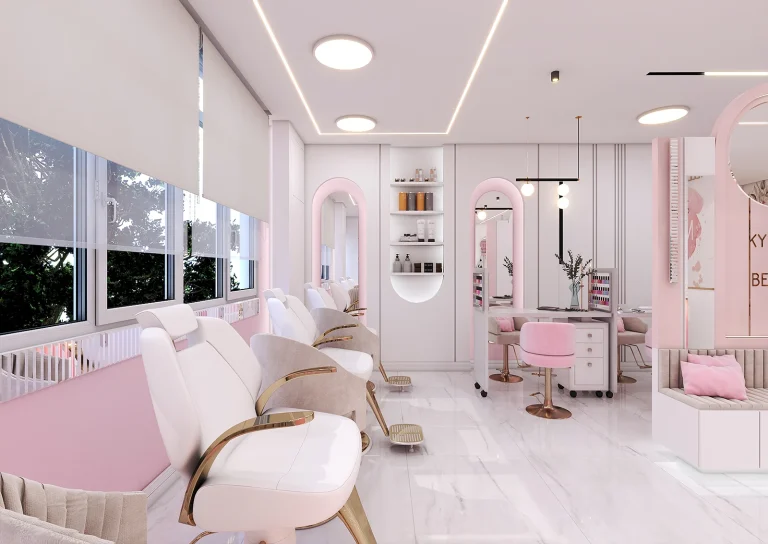 Beauty salon design with materials - MDF - mirror lines - Lamse