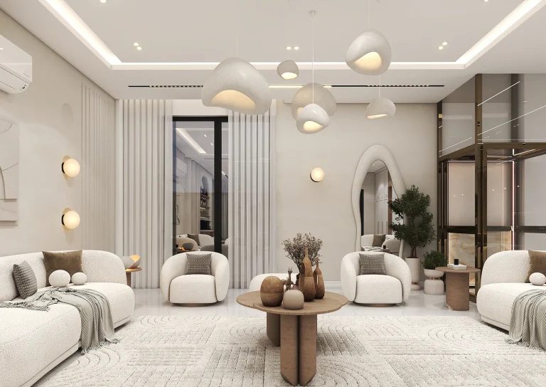 Designing a reception hall with materials _ decorative panels _ knauf _ linear lighting _ mirrors