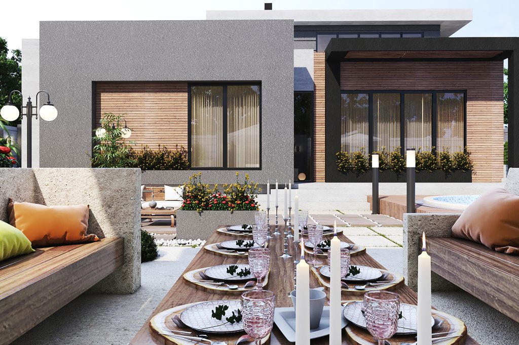 طراحی نما و محوطه آقای کمالزاده به سبک مدرن