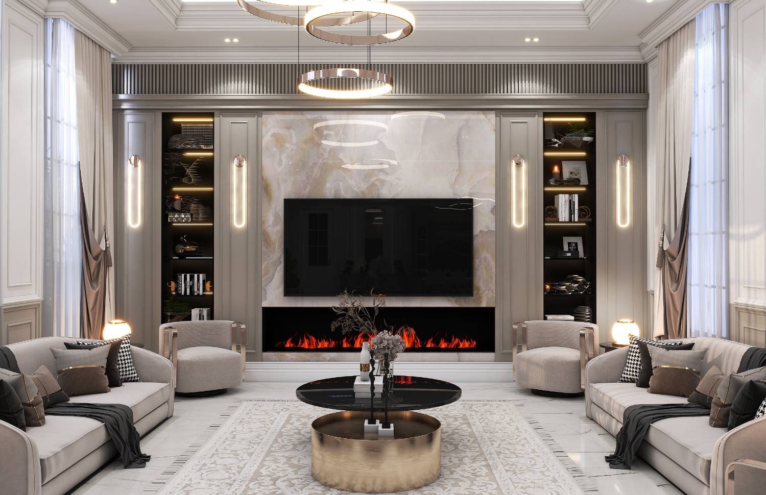 طراحی داخلی به سبک نئوکلاسیک پروژه ویلایی تیریبلکس به متراژ 700 متر در مازندران