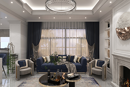 طراحی داخلی سالن پذیرایی و اشپزخانه