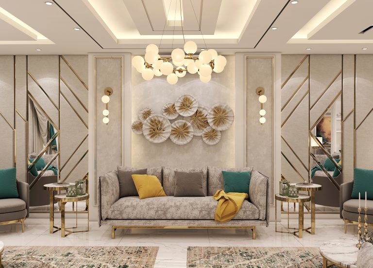 طراحی داخلی سالن پذیرایی و آشپزخانه