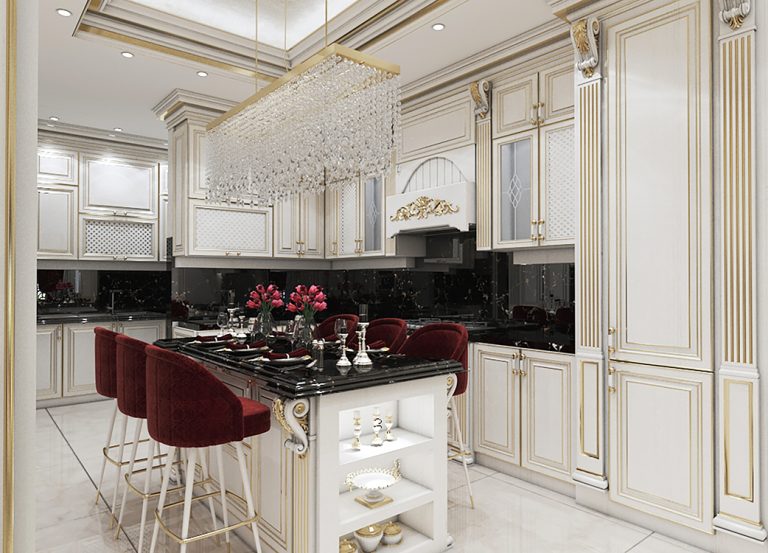 طراحی داخلی سالن پذیرایی و آشپزخانه