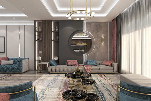 طراحی داخلی سالن پذیرایی و آشزخانه