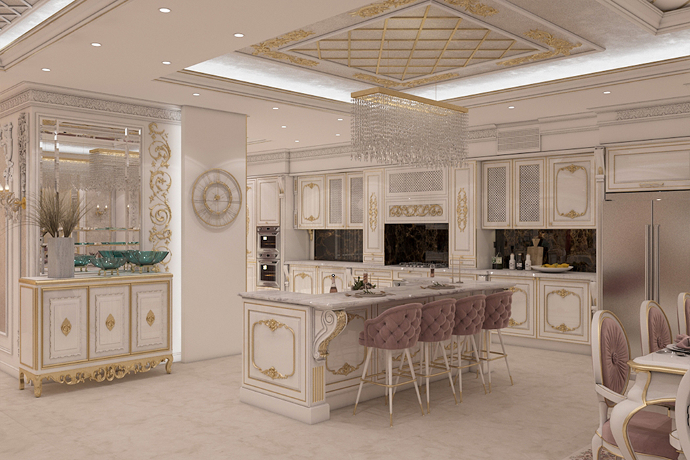 طراحی داخلی سالن و اشپزخانه